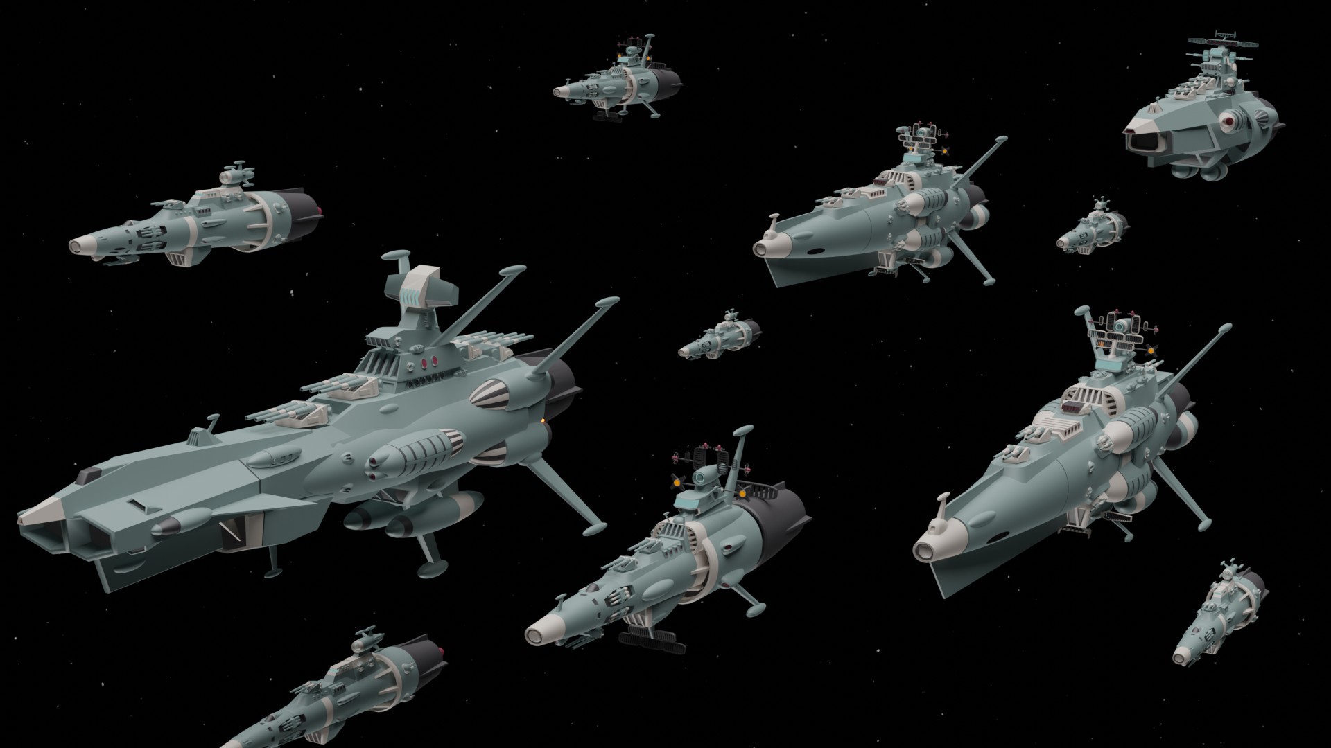 EDF Squadron With Battleships And Light Cruisers And Destroyer